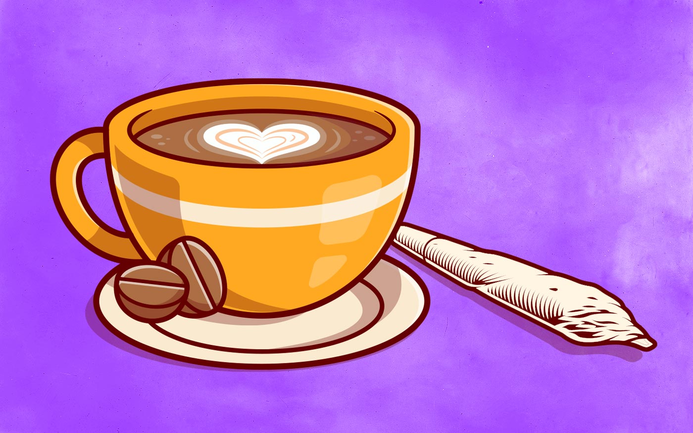 ilustracion de una taza de café con un cigarrillo de marihuana