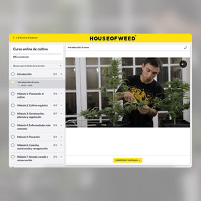 screenshot de la interfaz de la plataforma del curso de cultivo orgánico de House of Weed